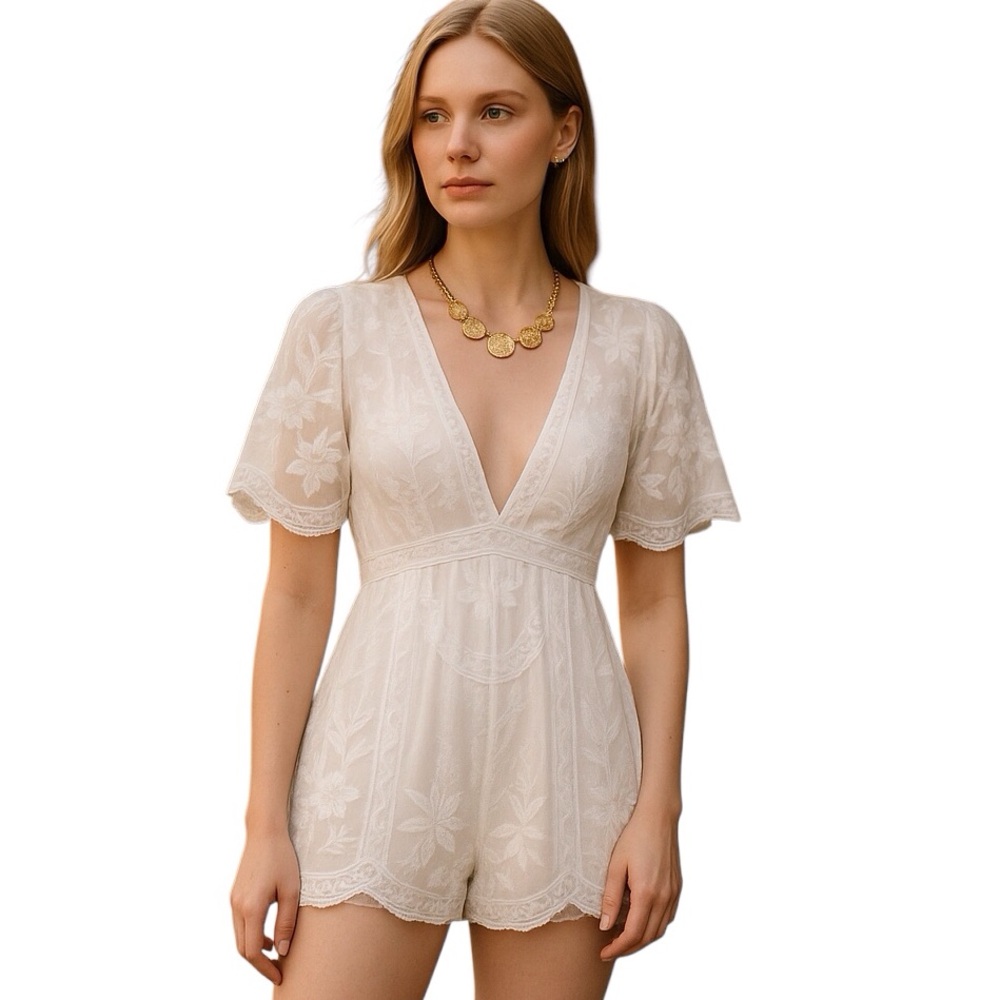 Wild Honey MED Romantic Bohemian Lace Romper